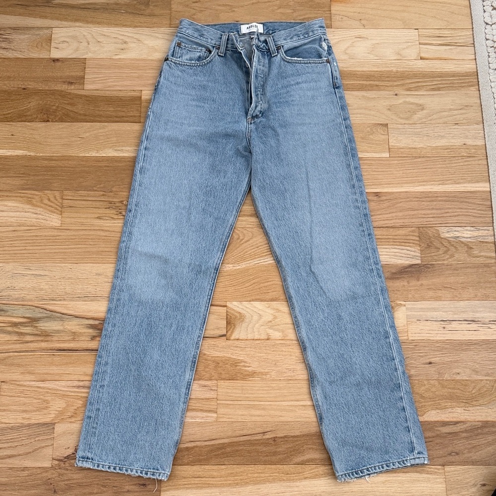 Agolde Straight Leg Jeans in Light Blue Wash